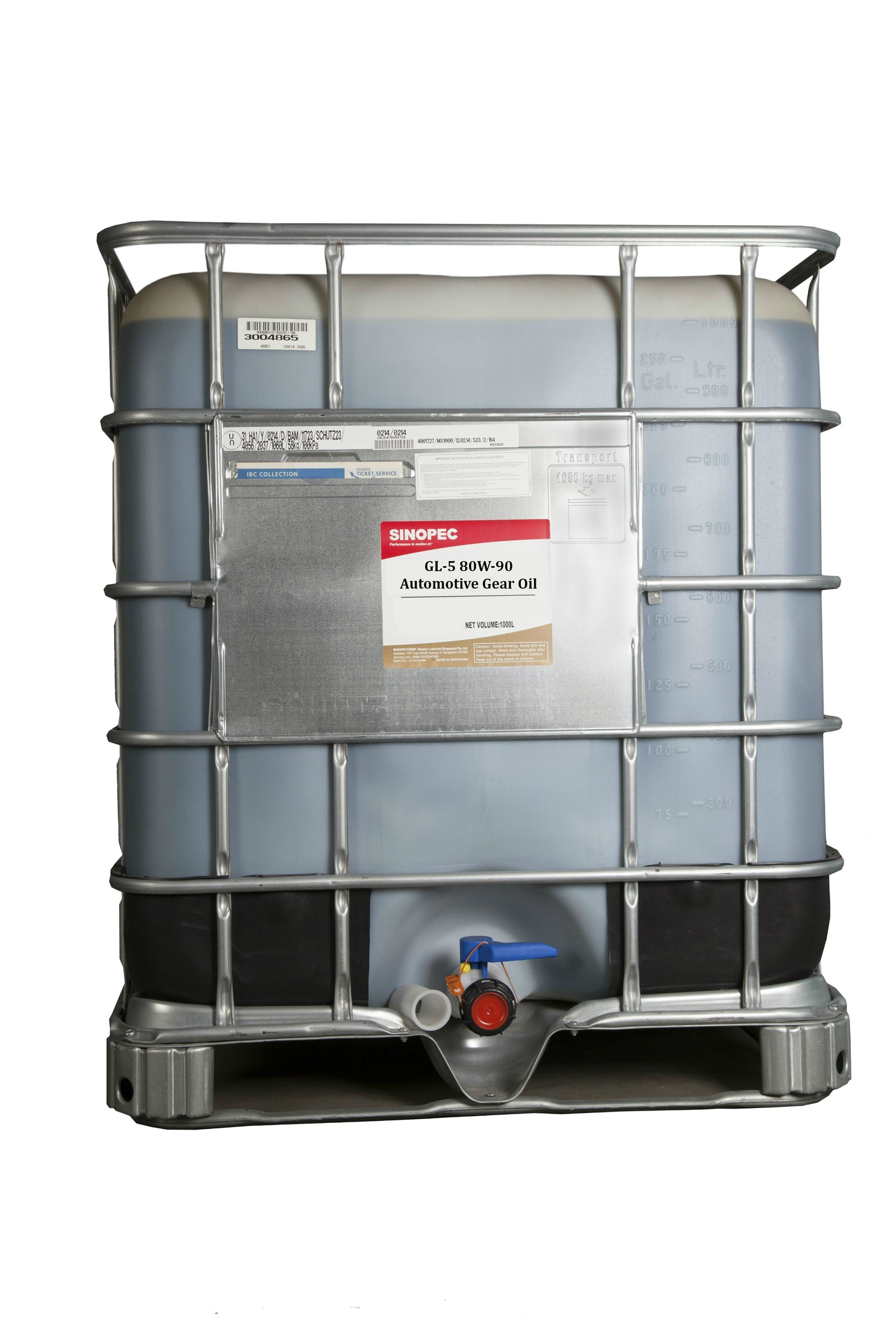 A 1000L IBC container of Sinopec GEAR OIL AUTO HD GL5 80W90 1000L